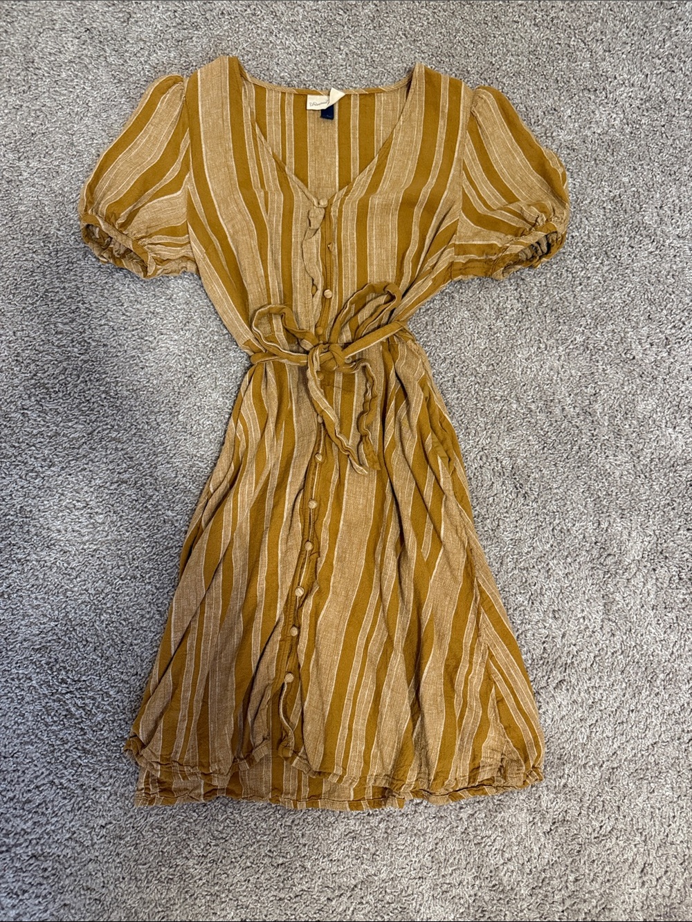Universal Thread Mustard-Stripe Button Front Midi Dress